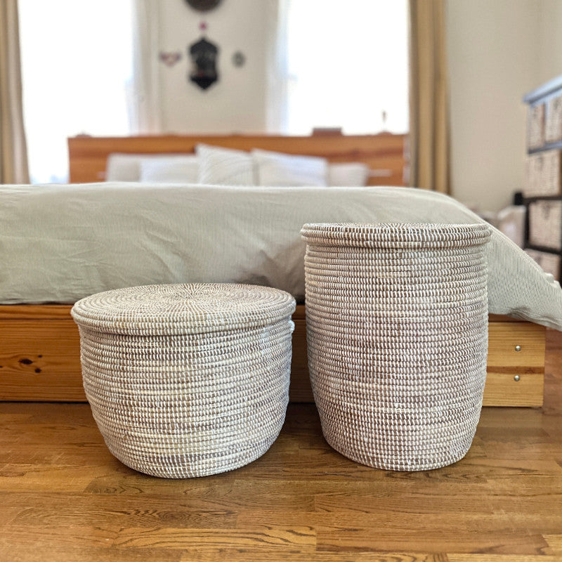 White Flat Lid Floor Basket