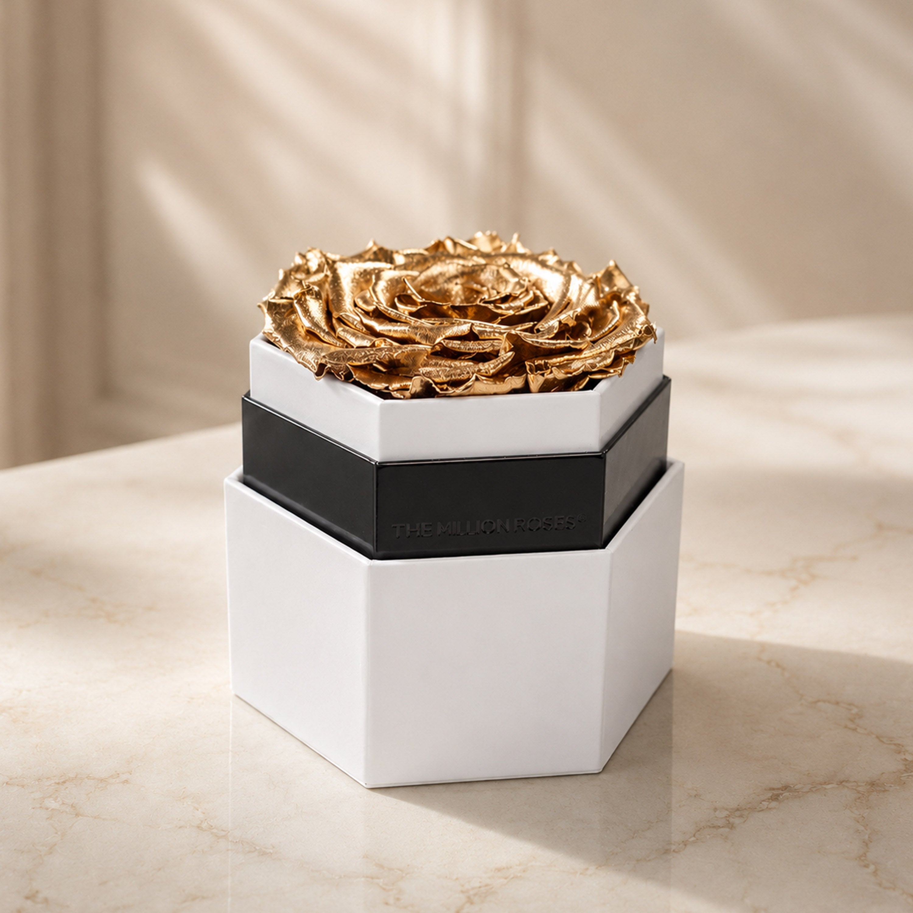 One in a Million™ White Hexagon Box | Gold Rose