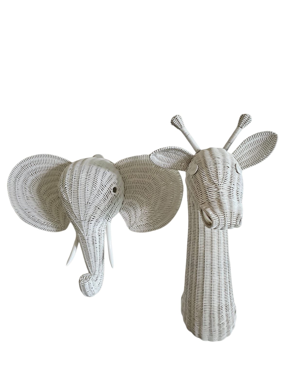 Rattan Elephant Wall Decor – Safari Nursery Wall Art | Boho Kids Room Animal Head | Handmade Natural Rattan Décor