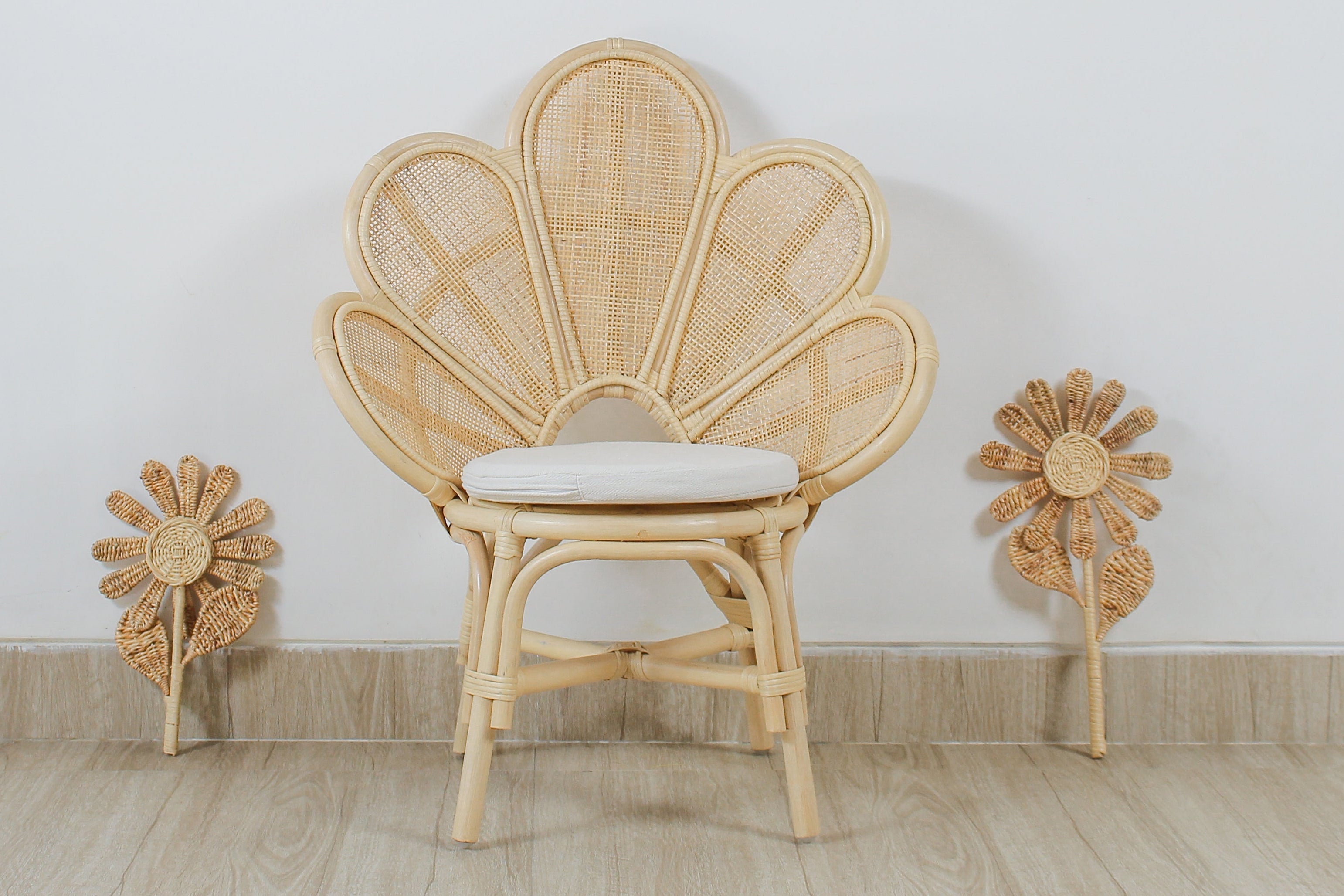 The Blooming Rattan Flower Stem – Handcrafted Boho Wall & Room Decor