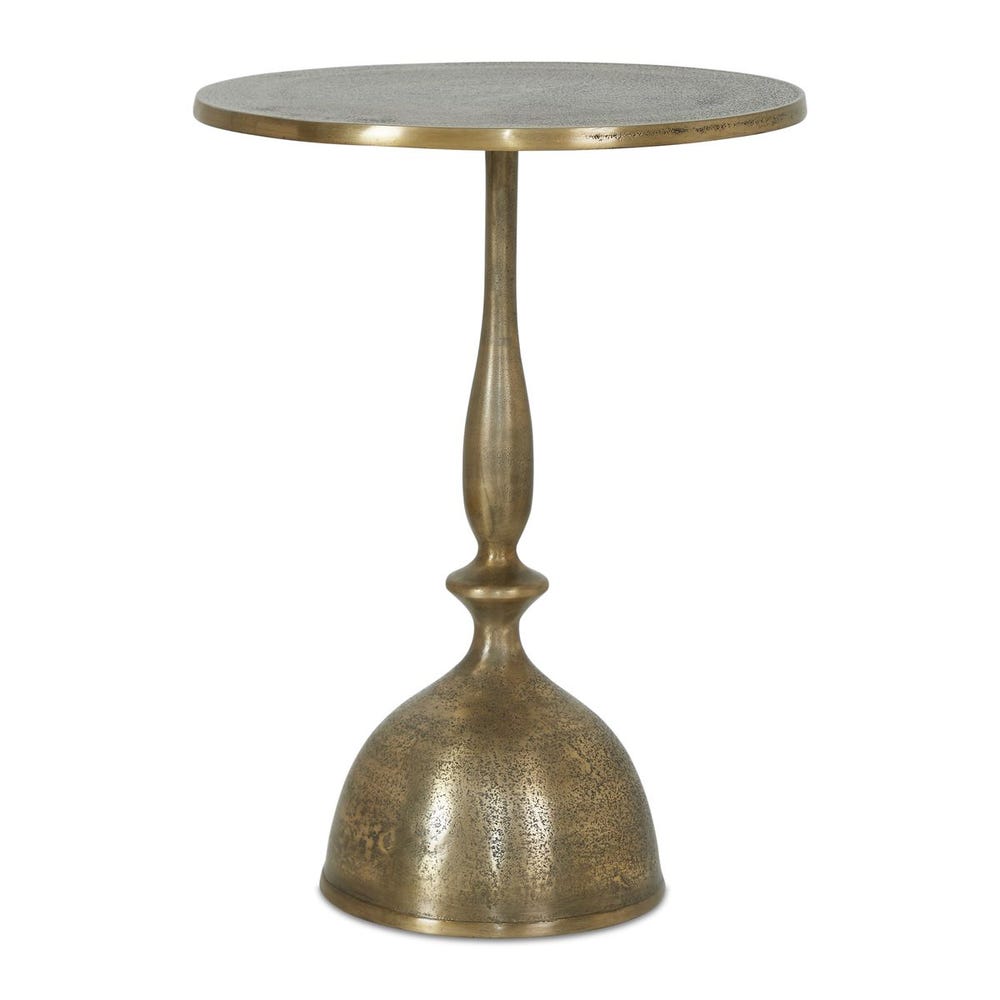 Winslow Sculptural Old Brass Pedestal Accent Table