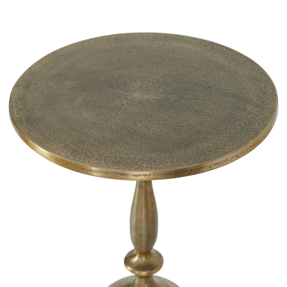 Winslow Sculptural Old Brass Pedestal Accent Table