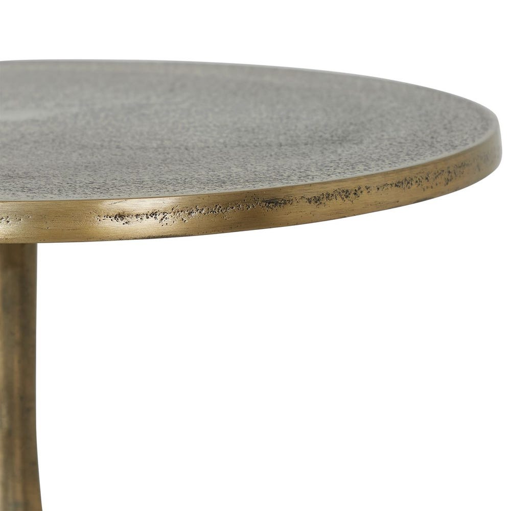 Winslow Sculptural Old Brass Pedestal Accent Table