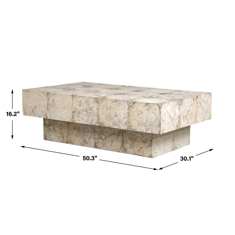 Bleached Tamarind Plinth Coffee Table