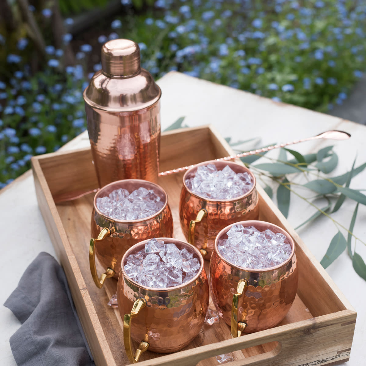 Hammered Copper Bar Set