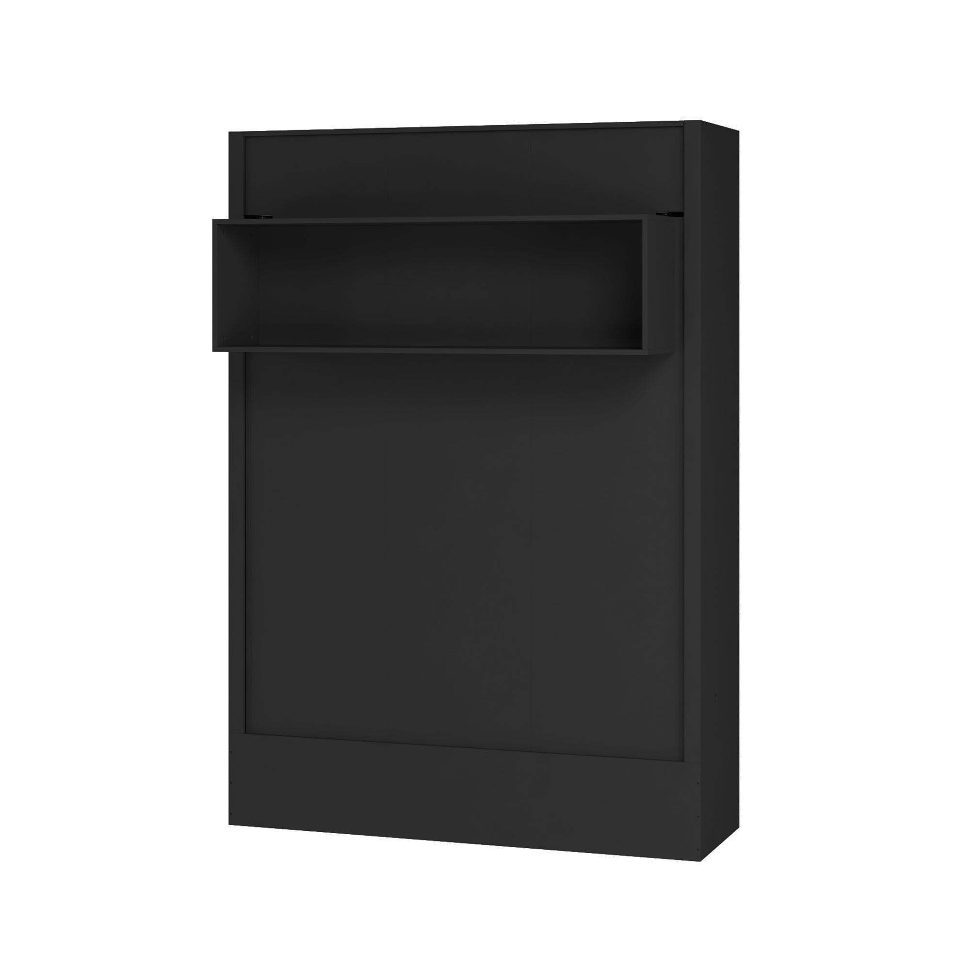 Easy-Lift Queen Murphy Wall Bed in Black with Shelf