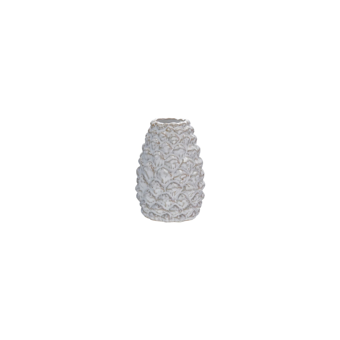Stoneware Pinecone Shaped Taper Holder, White (Each Will Vary)