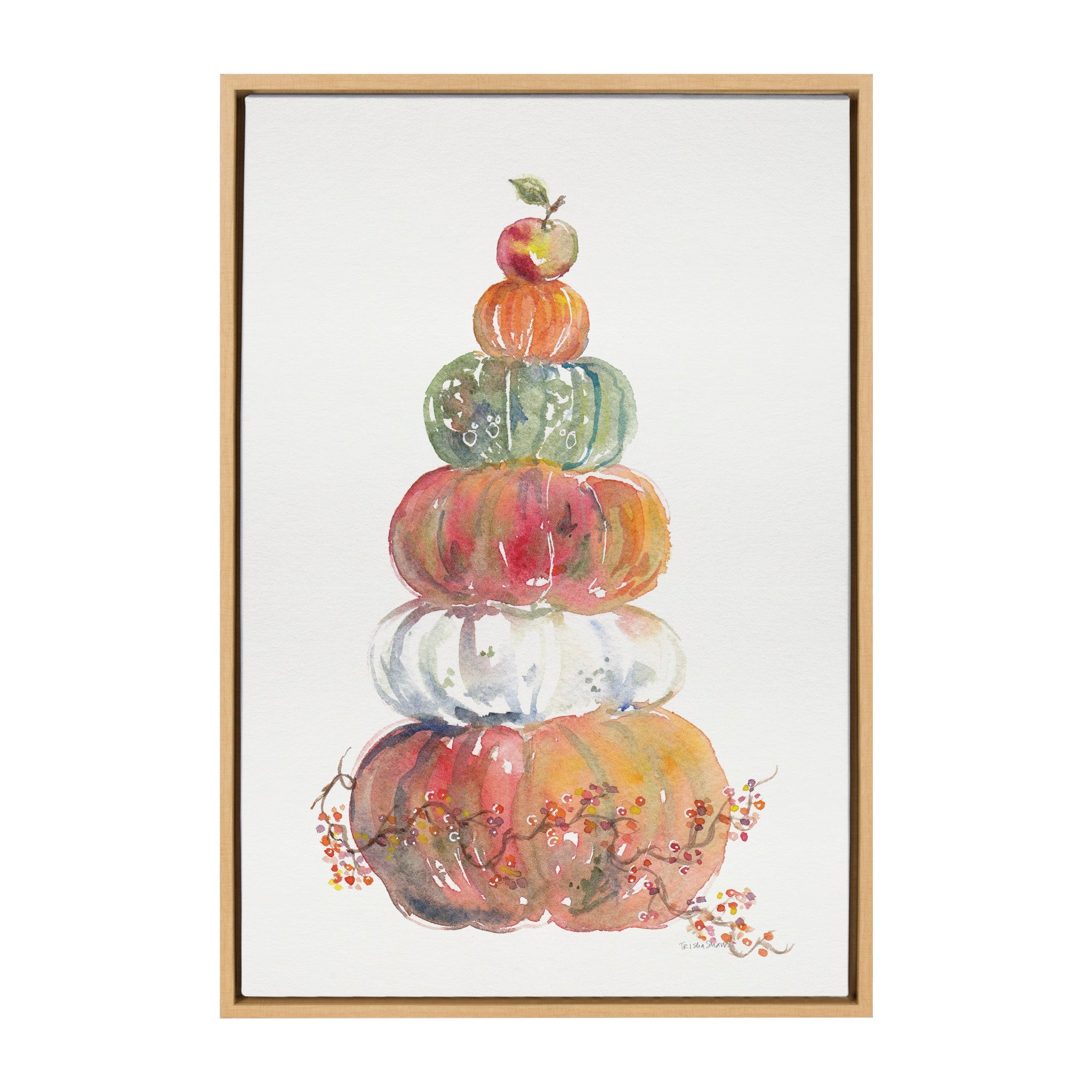 Sylvie Pumpkin Topiary Framed Canvas by Patricia Shaw