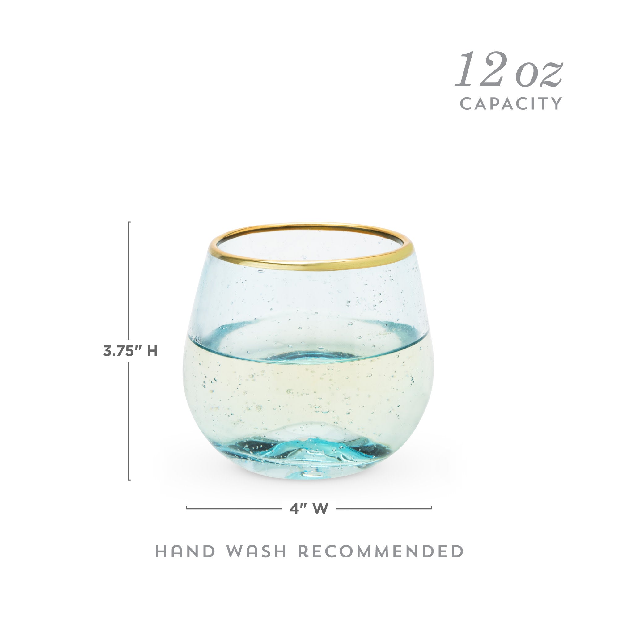 Aqua Bubble Stemless Wine Glass Set