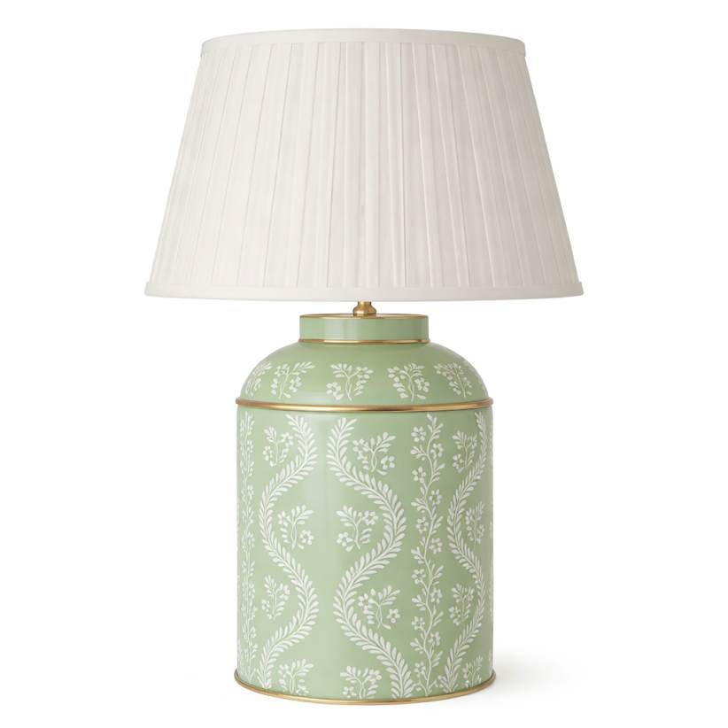 Green Ikat Trellis Tea Caddy Lamp