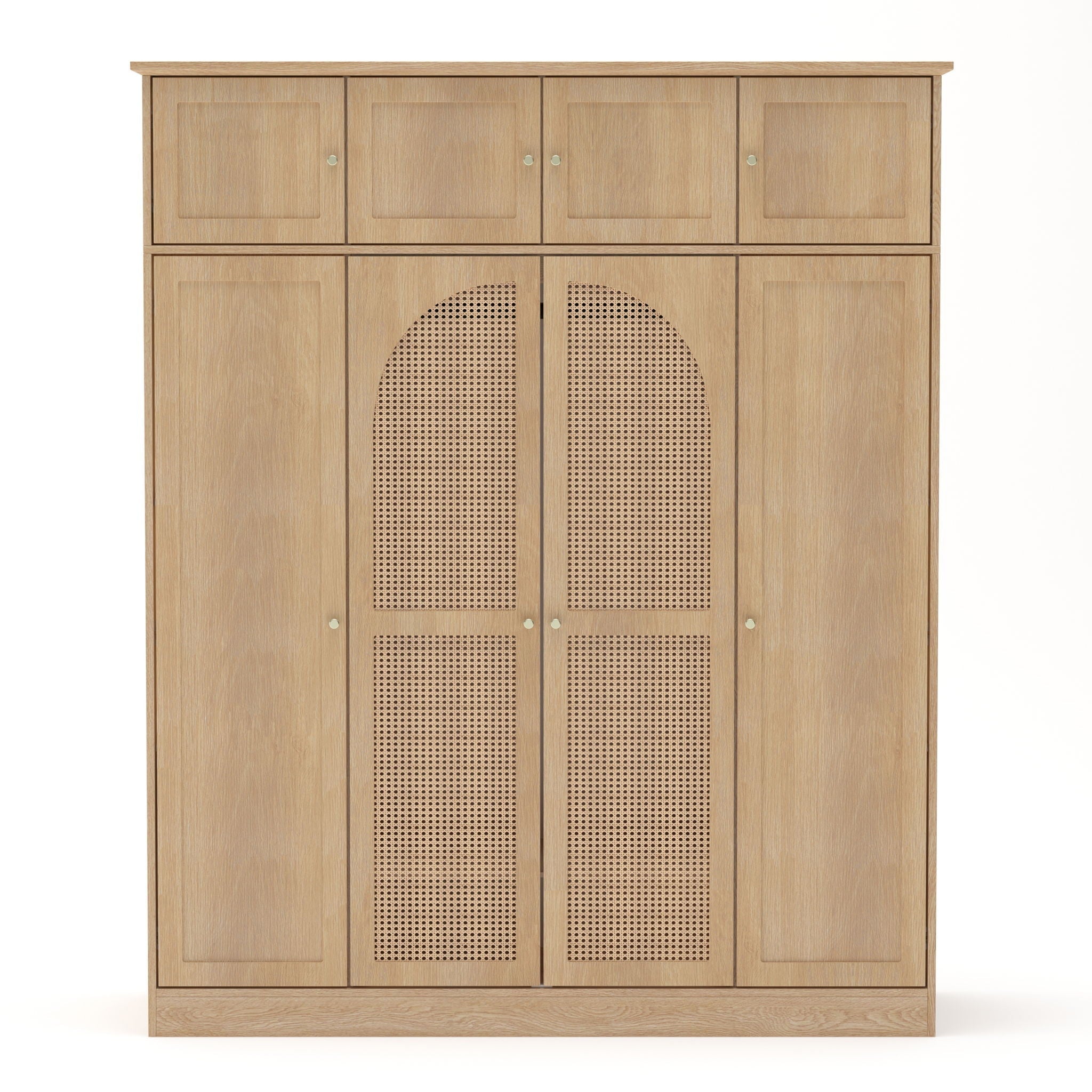 8 Door Armoire Wardrobe with Adjustable Shelves and Hanging Rod