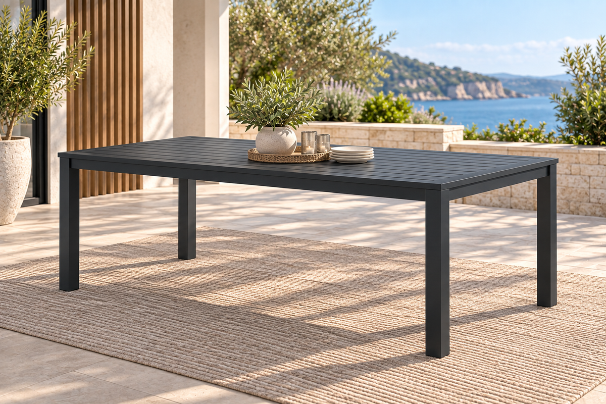 Sardinia Outdoor Aluminum Dining Table - Black