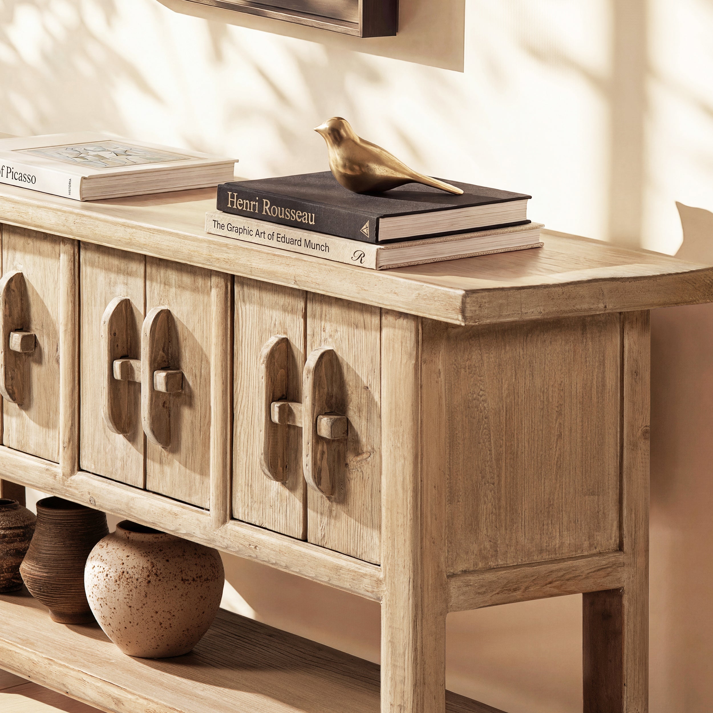 Rowan 60' Solid Reclaimed Pine Sideboard with Lower Shelf Heritage Light Natural Brown