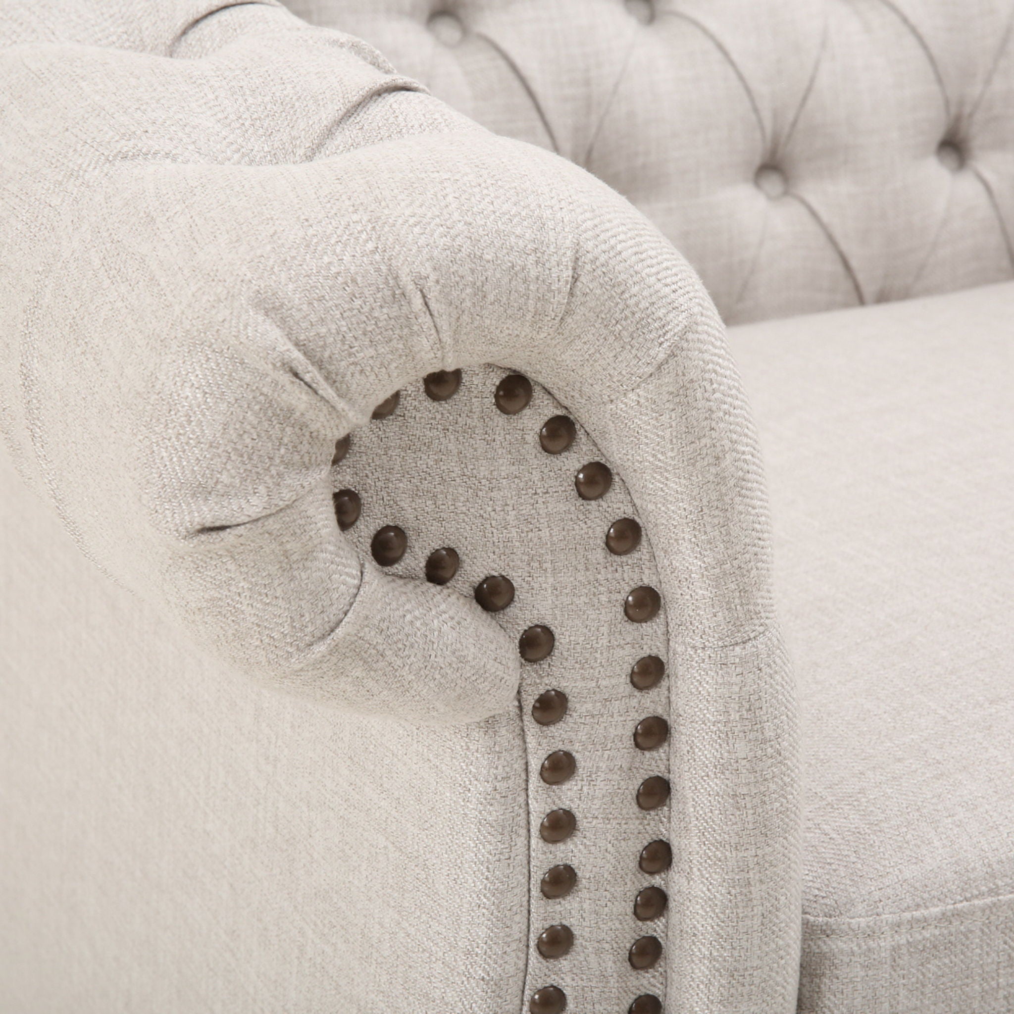 Nexuson Upholstered Chesterfield Chair With Deep Tufted And Nailhead Trim