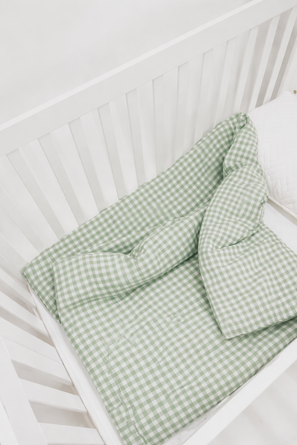 Green Gingham Crib Quilted Blanket