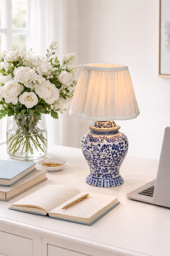 Blue Porcelain Rechargeable Lamp