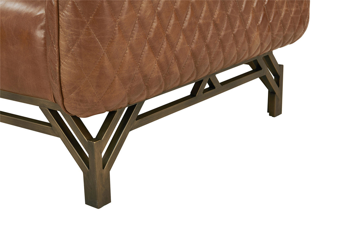 Vincent Industrial Modern Arm Chair - Light Brown Leather