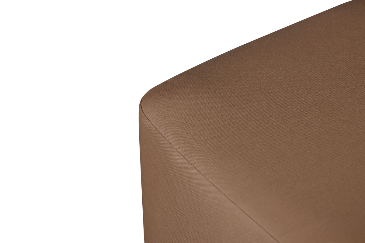 Eclipse Outdoor Solid Teak Wood Ottoman - Light Brown Fabric