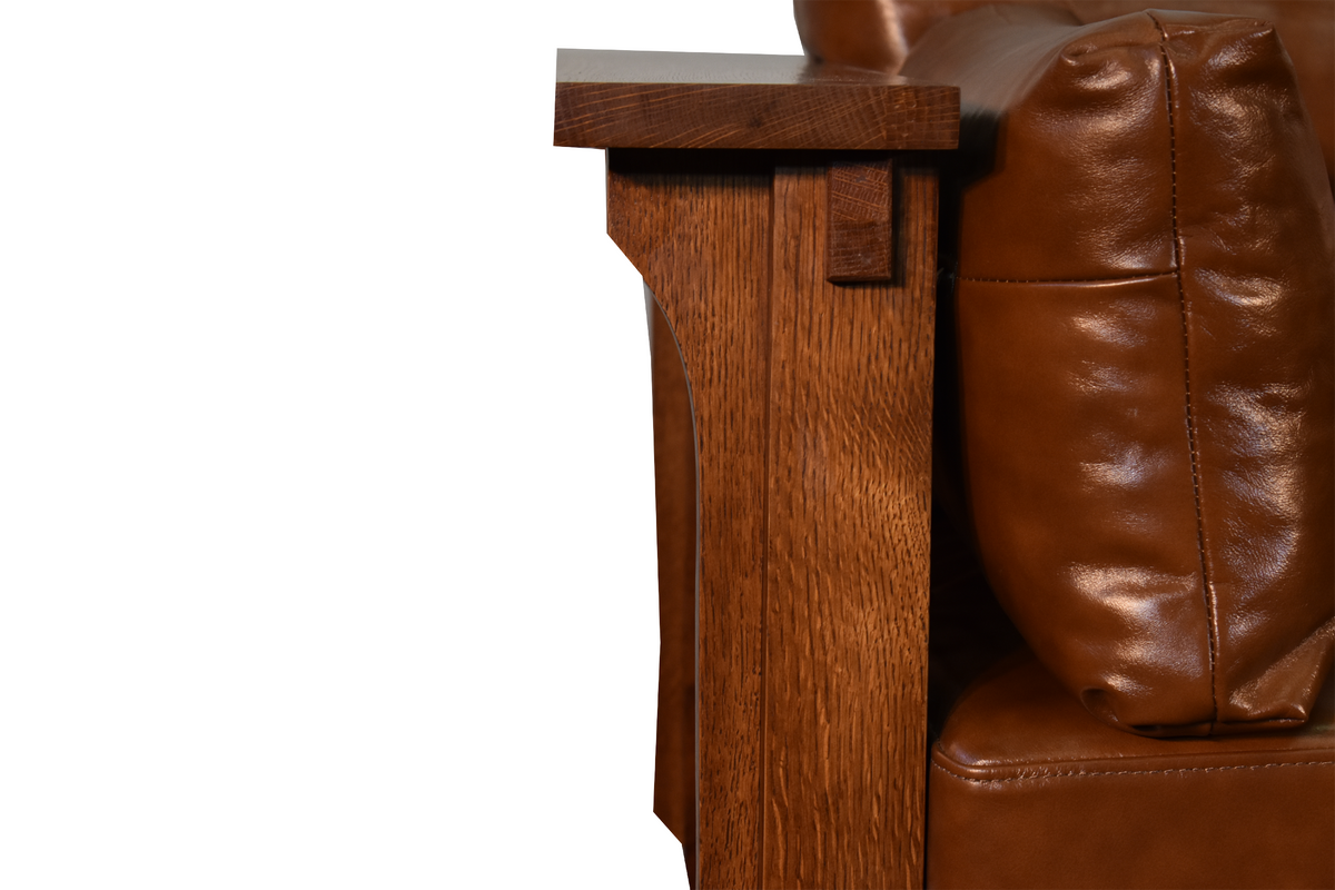 Mission Crofter Sofa - Solid Quarter Sawn Oak and Leather Cushions