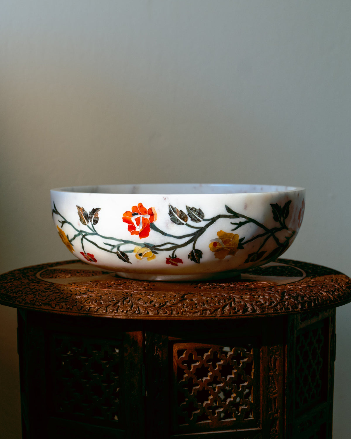 Banswara Marble Multicolored Floral Inlay Bowl