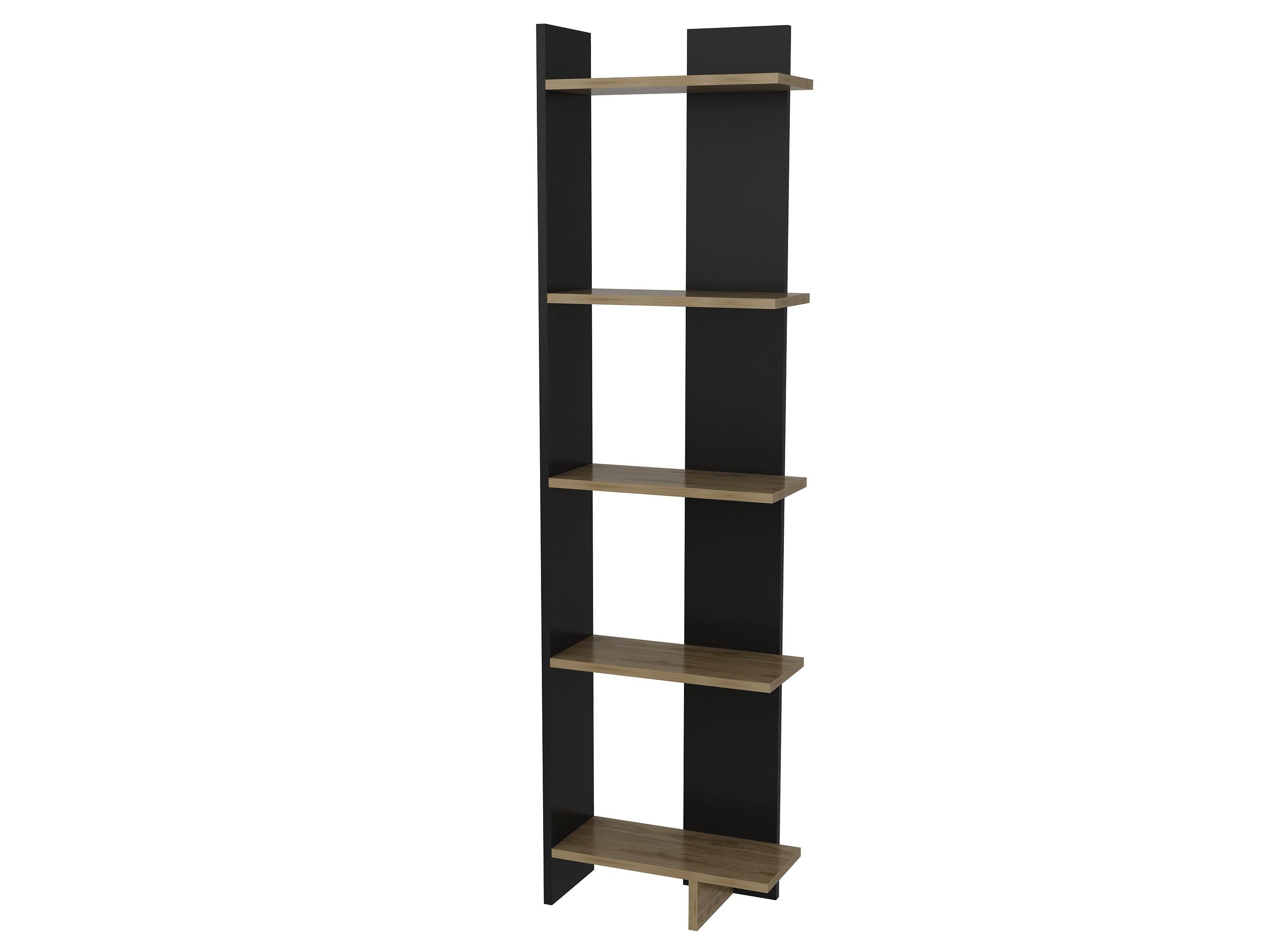 Alice 67” Corner Bookcase – 5-Tier Narrow L-Shaped Wall-Mounted Corner Bookshelf
