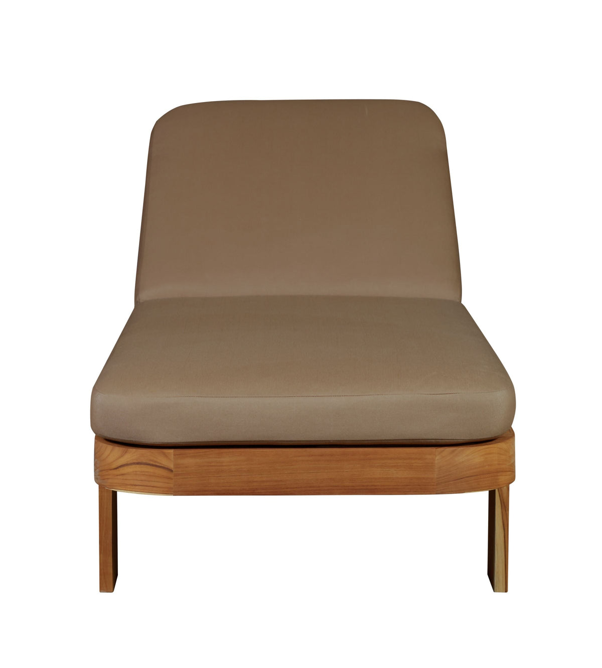 Eclipse Outdoor Solid Teak Wood Sun Lounger  - Light Brown Fabric