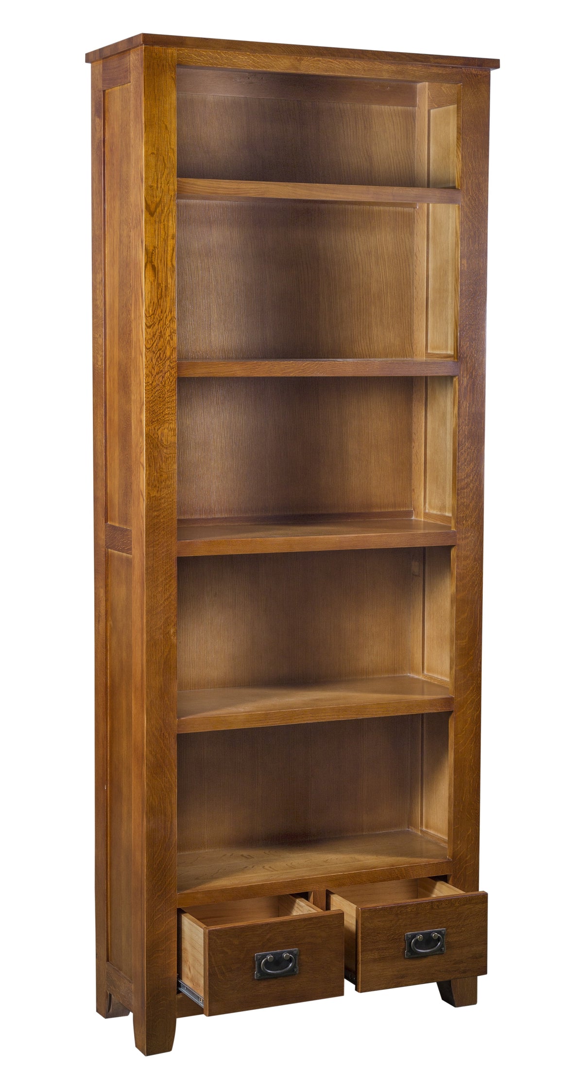 Mission Quarter Sawn Oak Open Shelf Bookcase