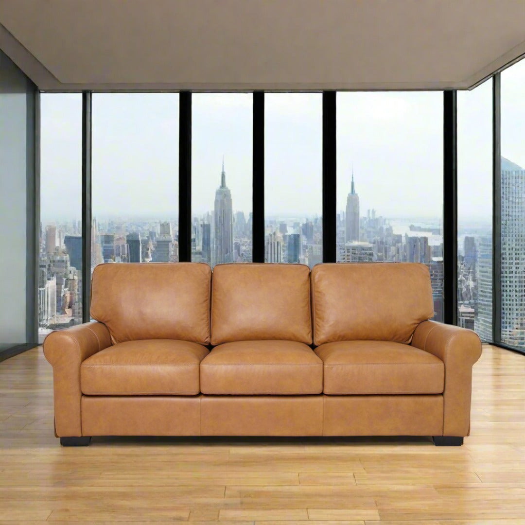 Florentine Top Grain Leather Sofa - Tan