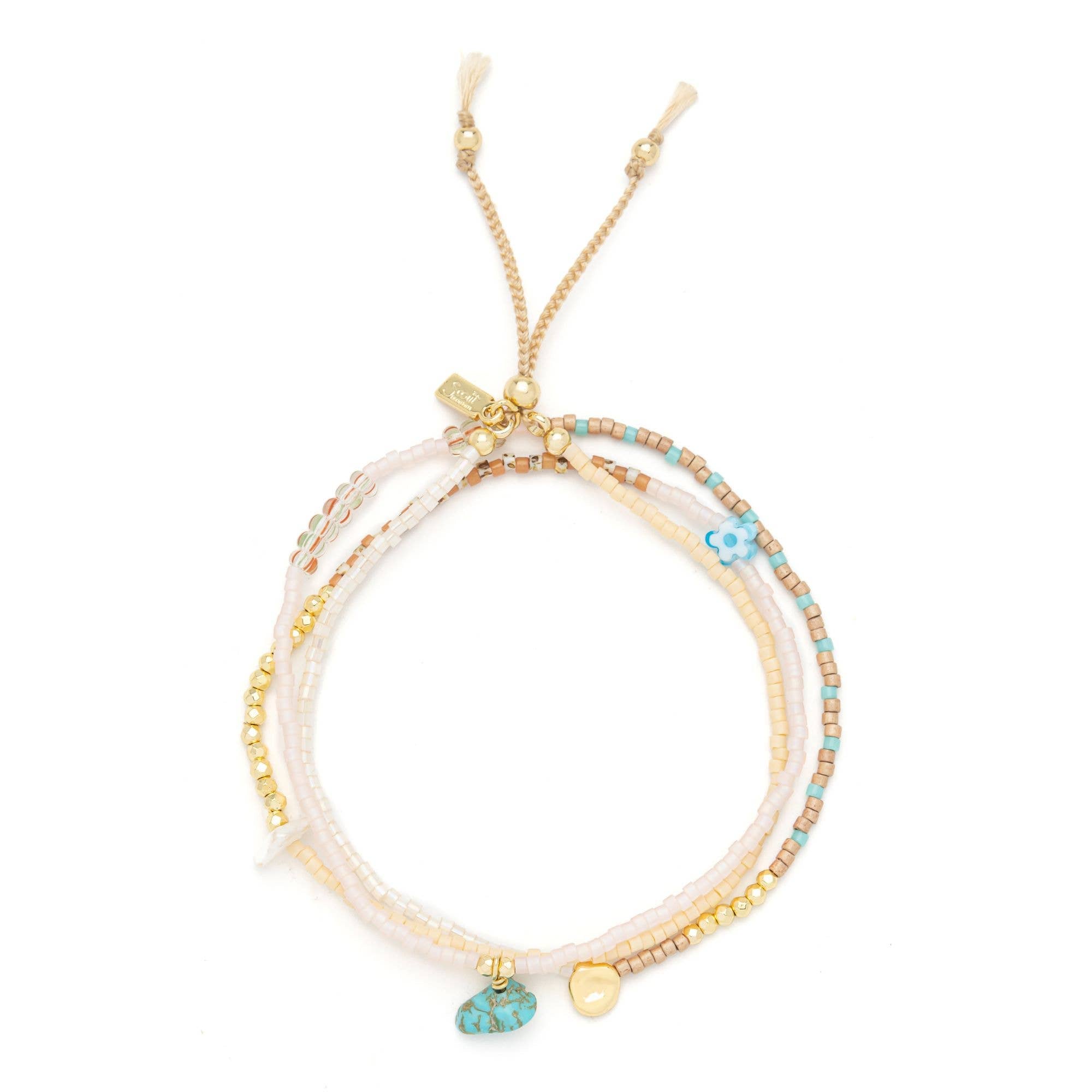 Mixed Media Wrap Bracelet/Necklace - Tranquility/Turquoise/G