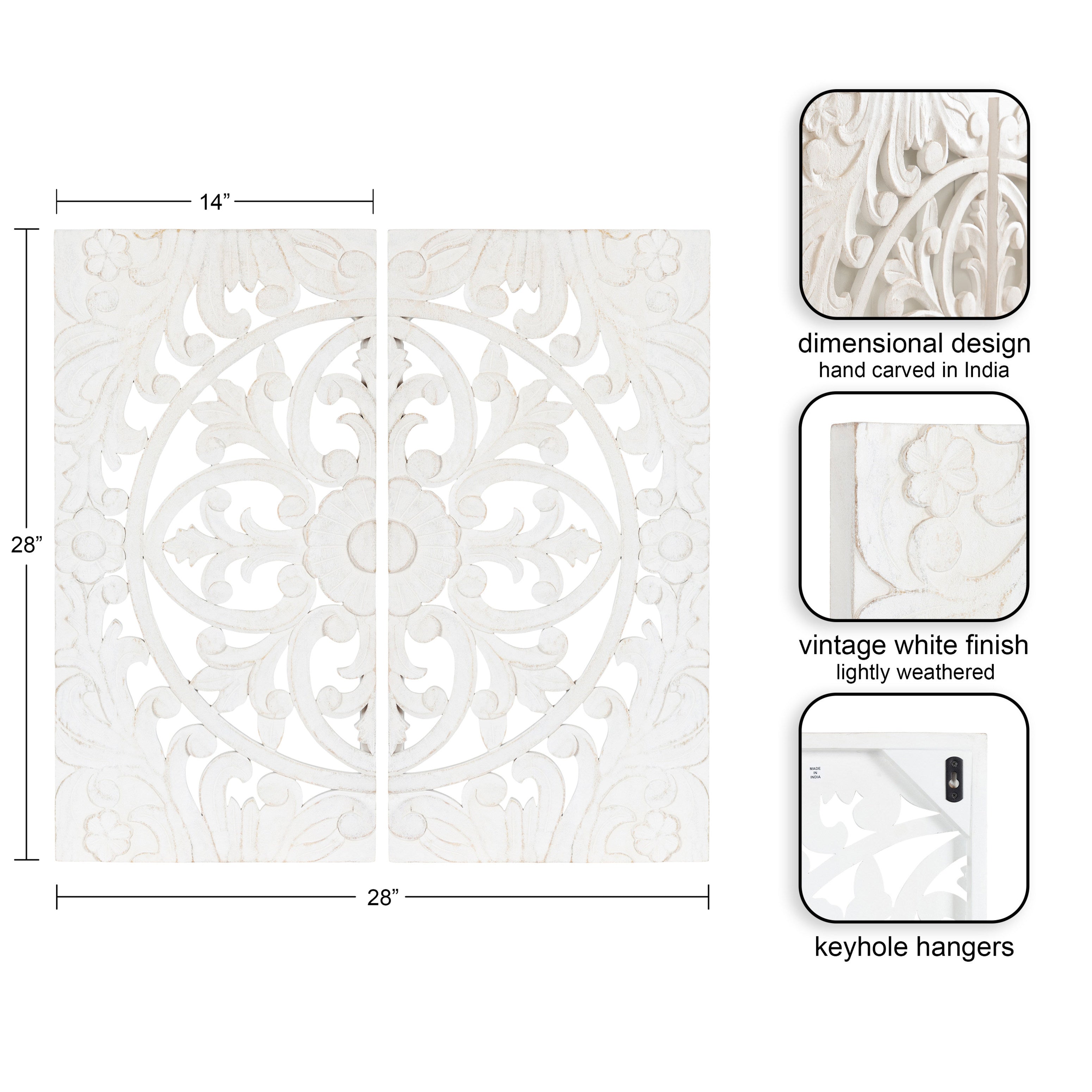 Saanvi Carved Wood Wall Art Set