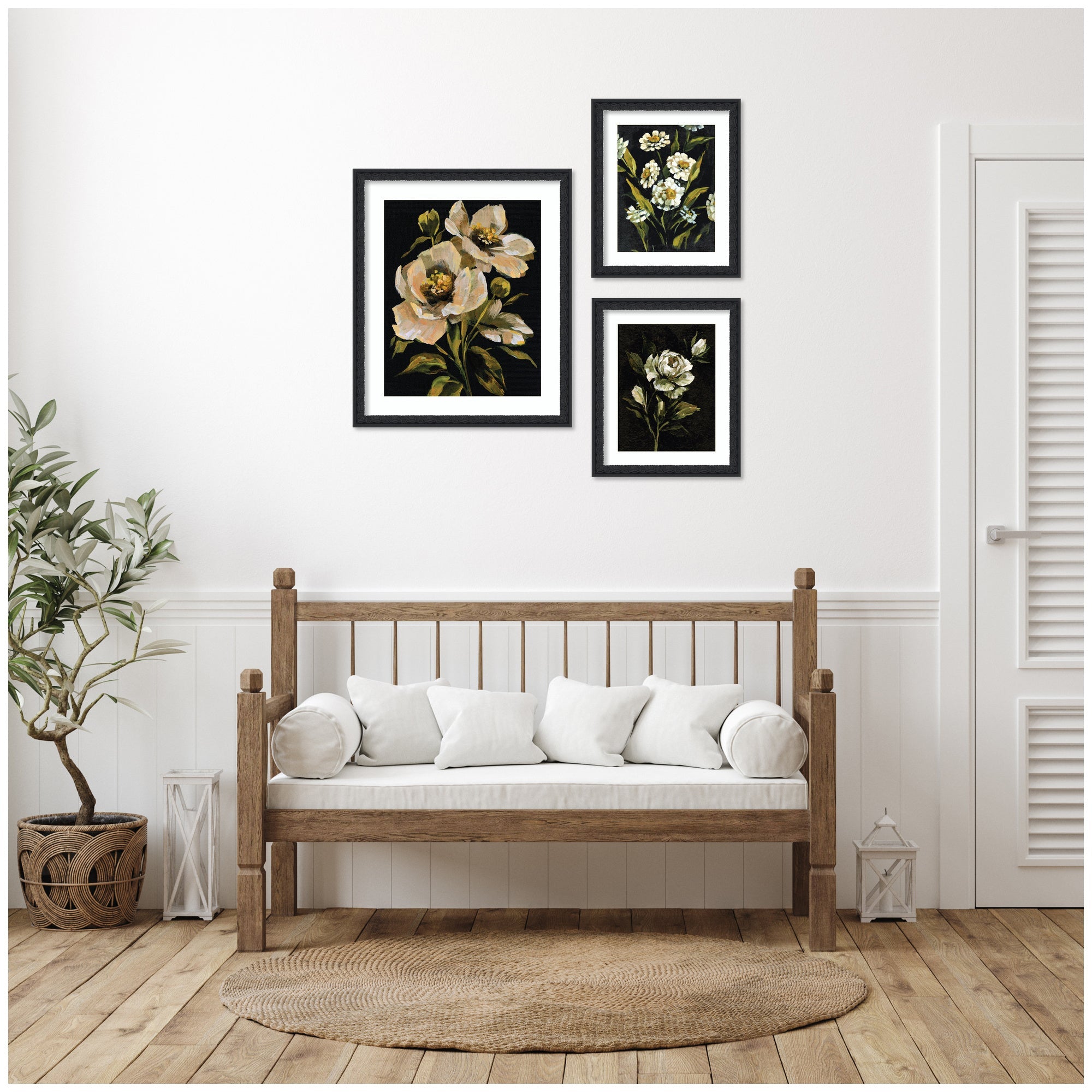 Moody Whites Floral No. 3 3 Piece Framed Wall Art Print Set by Annie Quigley