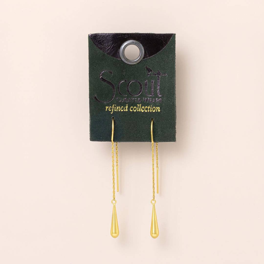 Refined Earring Collection - Teardrop Threader/Gold