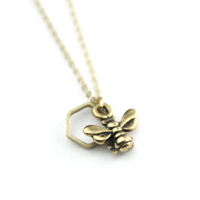 Honeybee Hexagon Layered Necklace