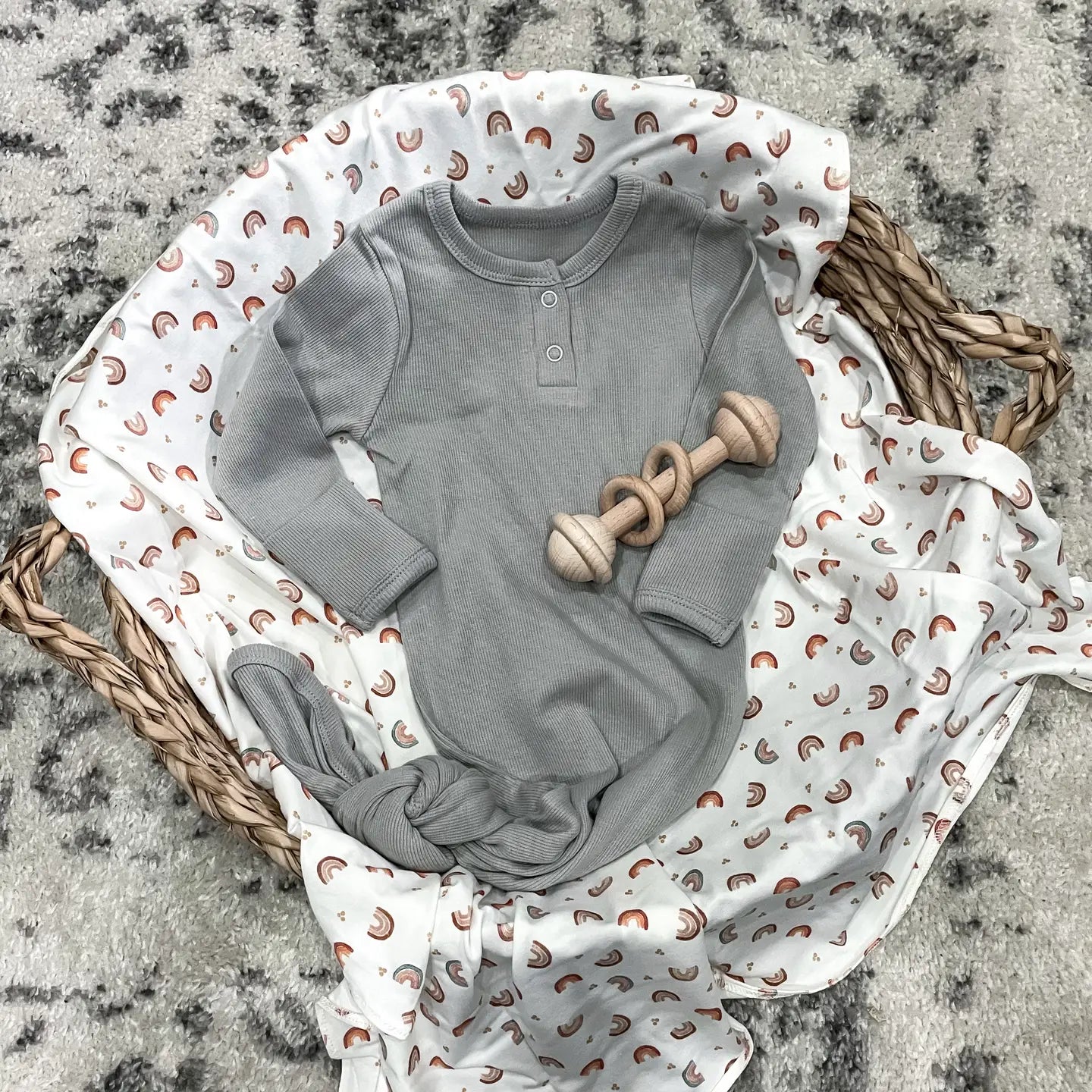 Knotted Baby Gown - Steel