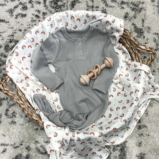 Knotted Baby Gown - Steel