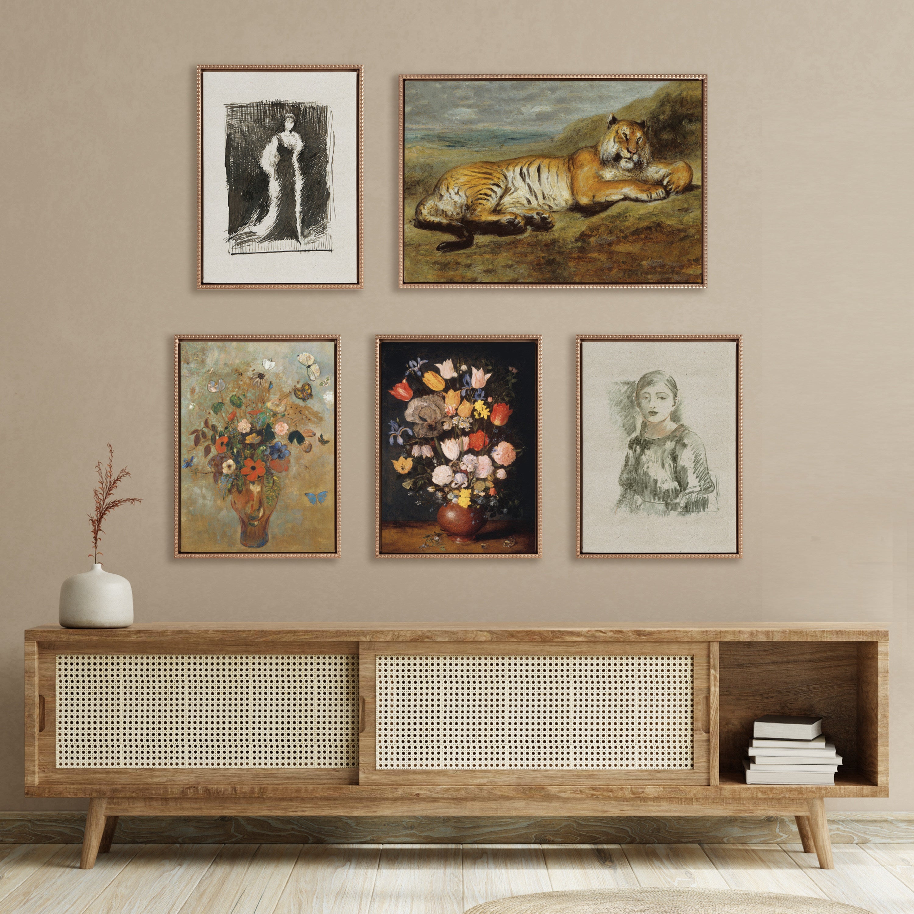 Sylvie Beaded Still Life with Flowers Framed Canvas by The Art Institute of Chicago