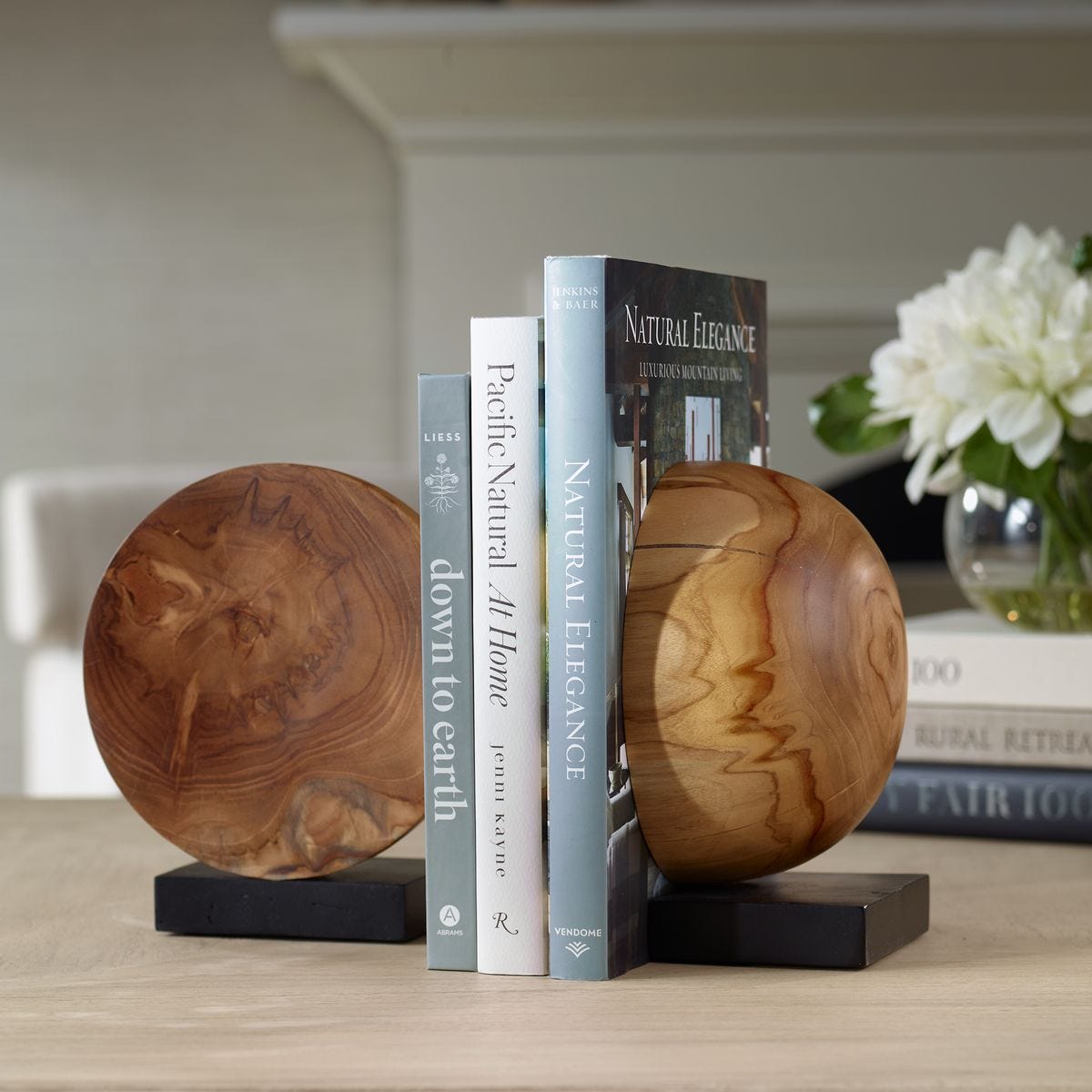 Teak and Noir Bookends - Set of 2
