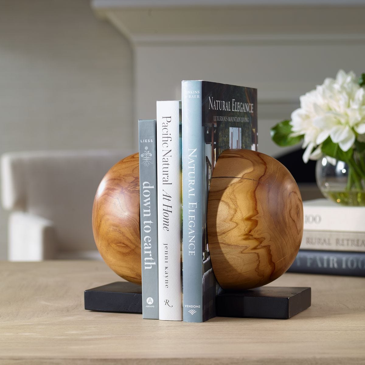 Teak and Noir Bookends - Set of 2