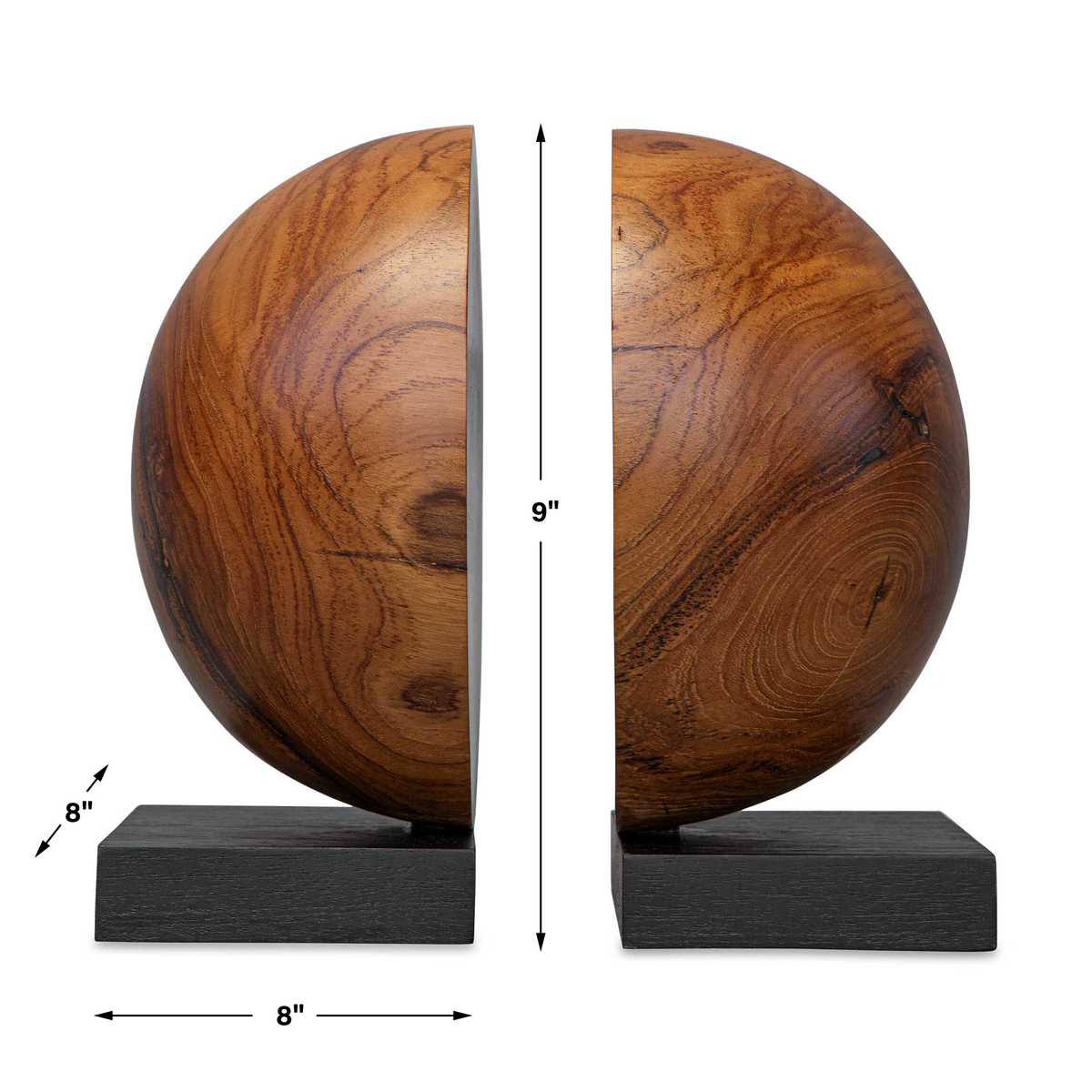 Teak and Noir Bookends - Set of 2
