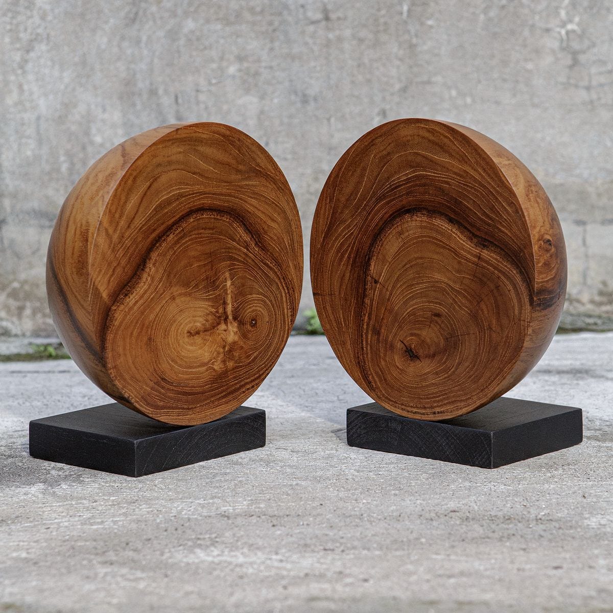 Teak and Noir Bookends - Set of 2