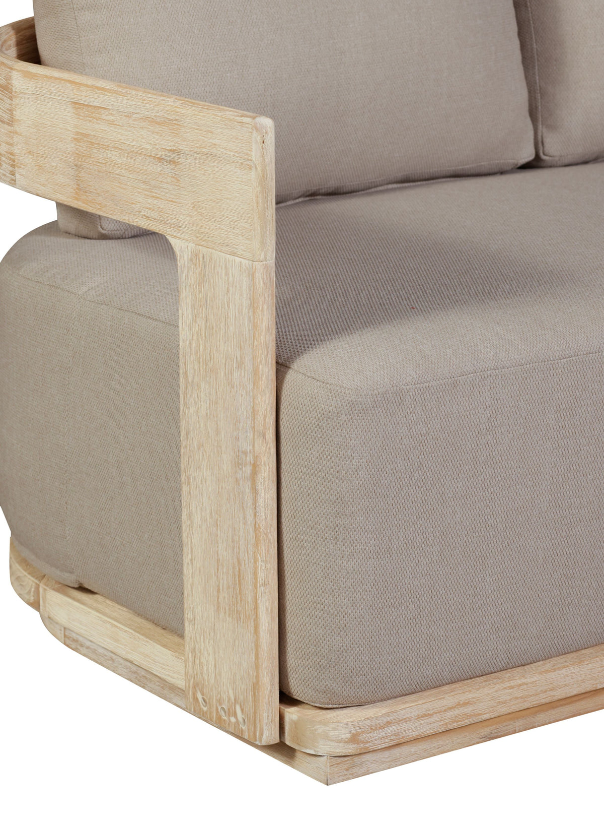 Eclipse Outdoor Solid Teak Wood Sofa Natural Look - Gray Fabric