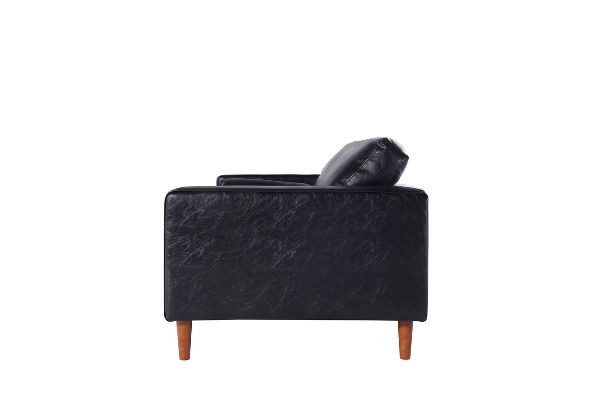Cosmic Modern Contemporary Leather Sofa - Black