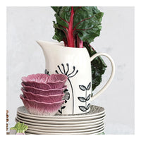 62 oz. Hand-Painted Stoneware Pitcher w/ Embossed Flowers