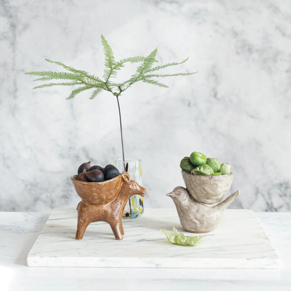 Stoneware Bird w/ Bowl
