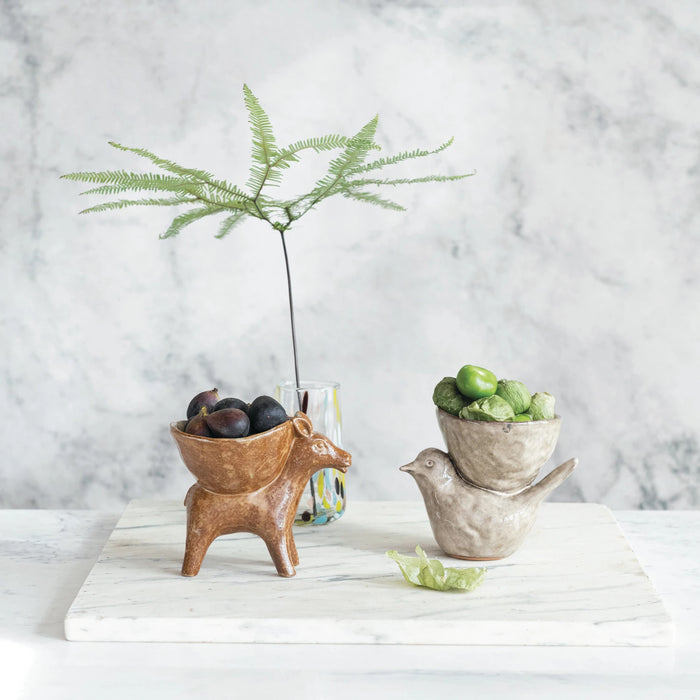 Stoneware Bird w/ Bowl