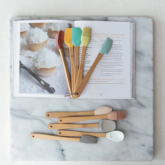 Silicone & Beech Wood Mini Kitchen Utensils Brights