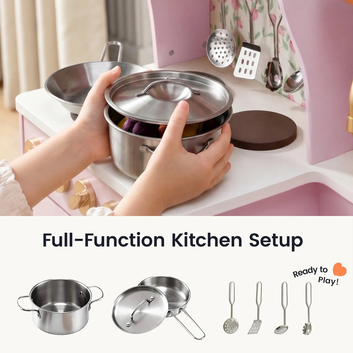 Tiny Land® Wooden Play Kitchen with Storage for Creative Toddlers