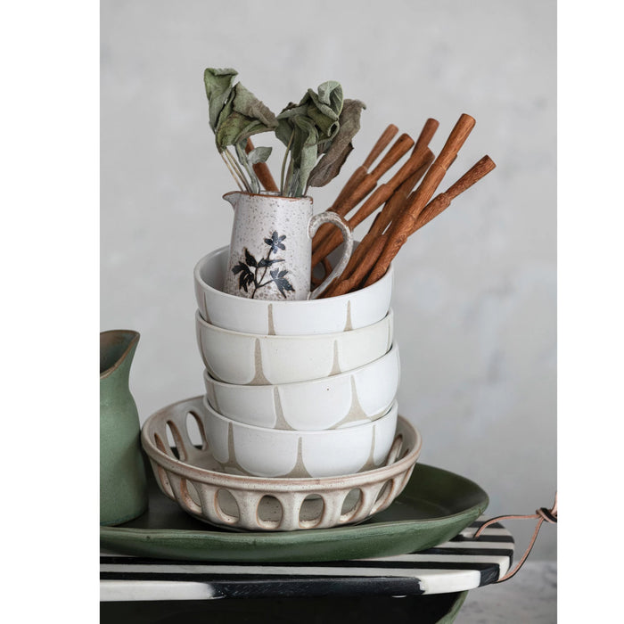 Debossed Stoneware Creamer w/ Flowers
