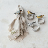 Stoneware Napkin Ring w/ Perched Bird
