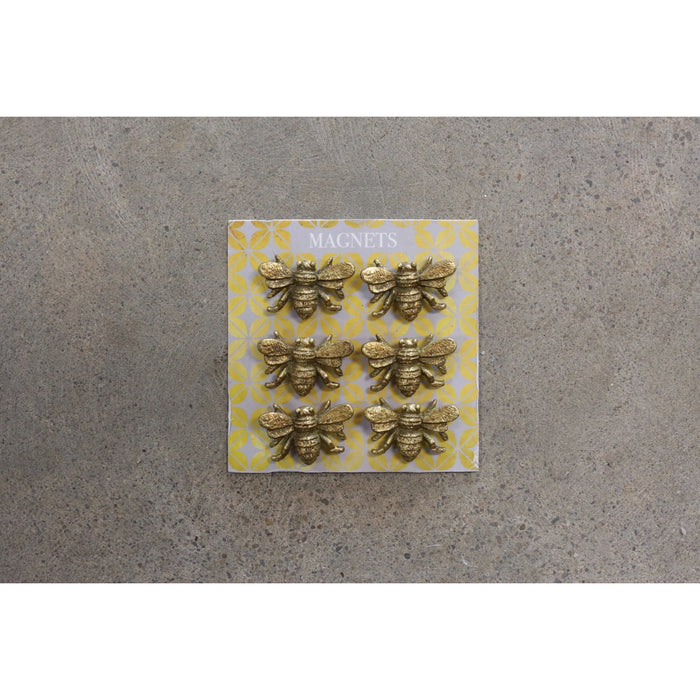 Set of 6 - Pewter Bee Magnets on Card
